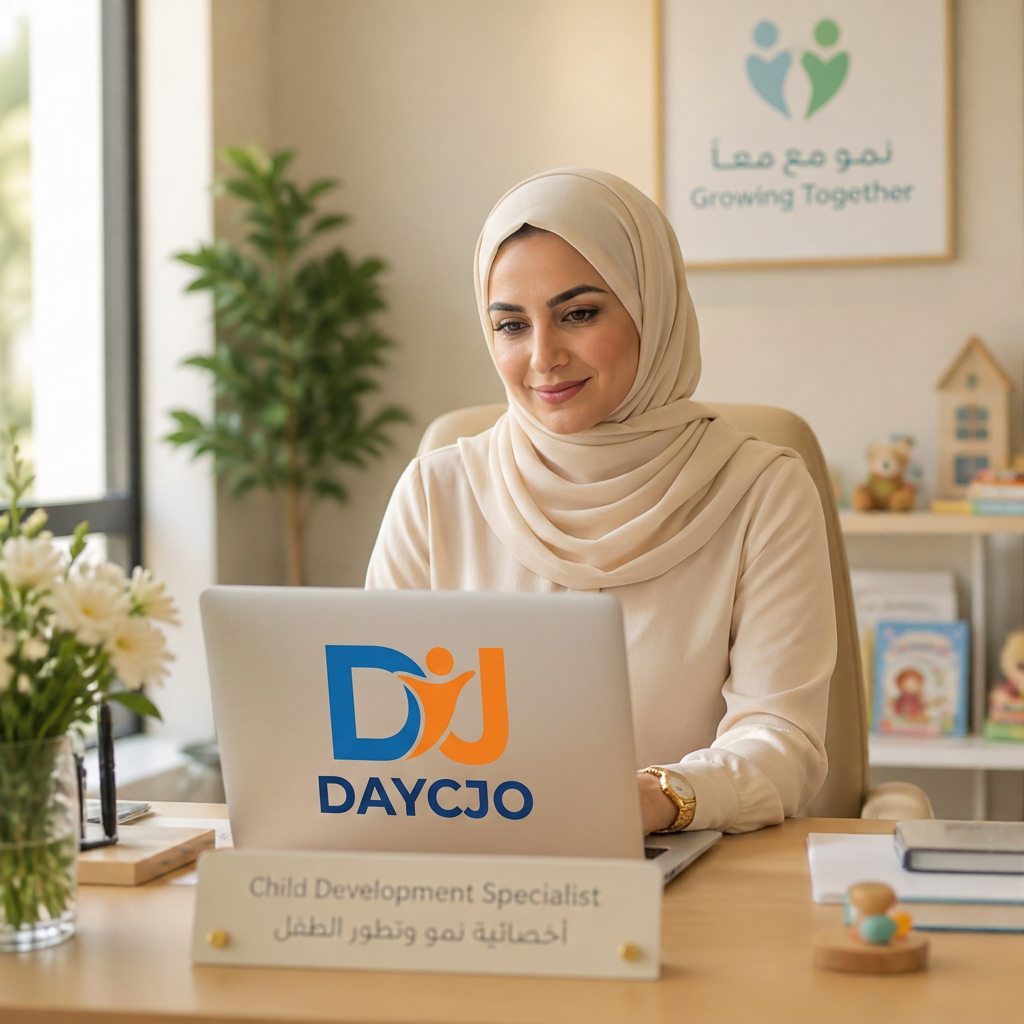 أخصائية تقييم نمائي للأطفال تستخدم المنصة